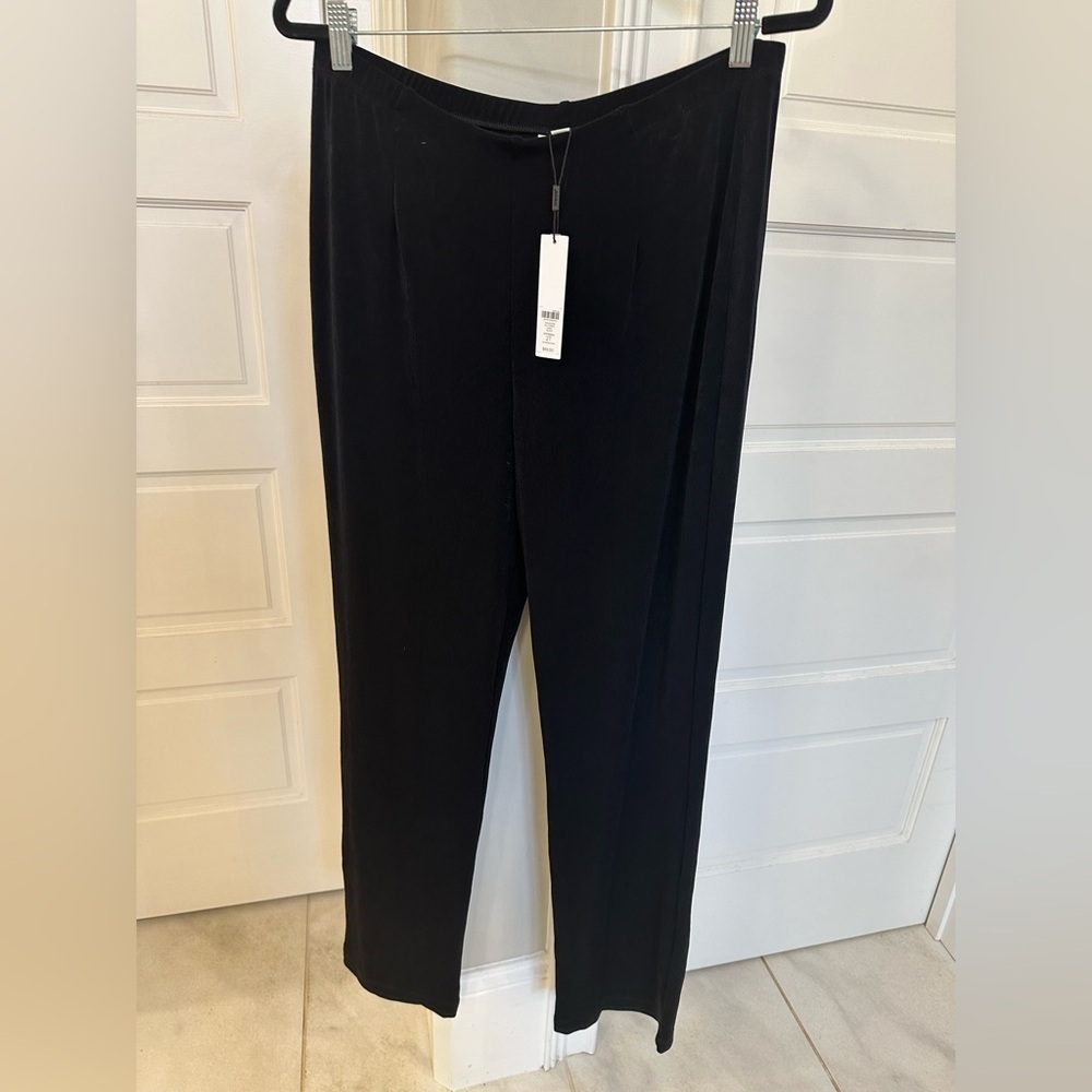 NEW Chicos Travelers No Tummy Pants Women’s 2 Tall US L/12 Black Pull On Slinky